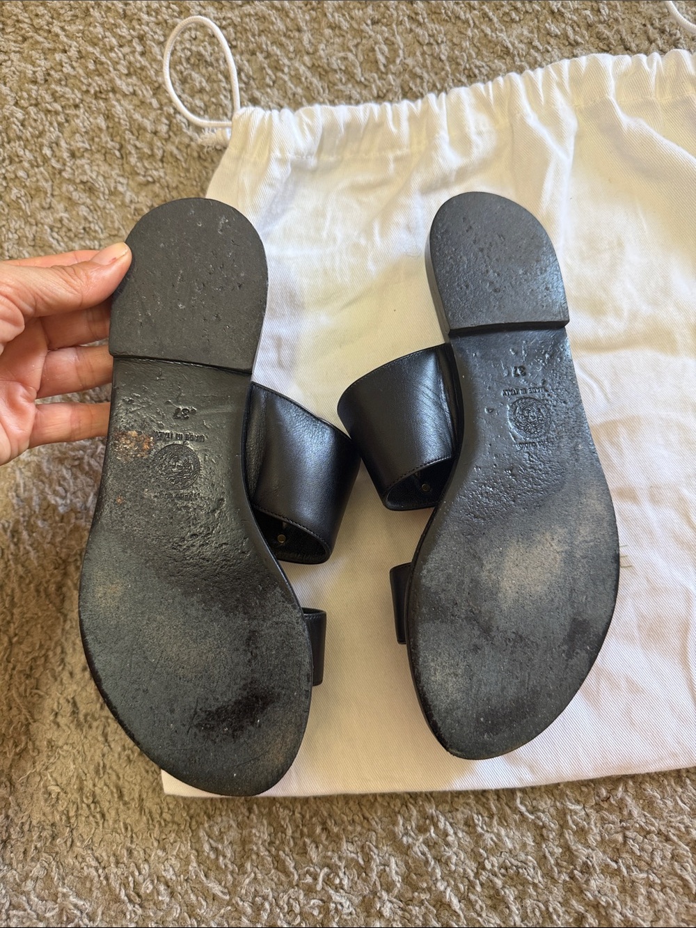 VERSACE BLACK VIRTUS FLAT SANDALS size 7 - Picture 11 of 14